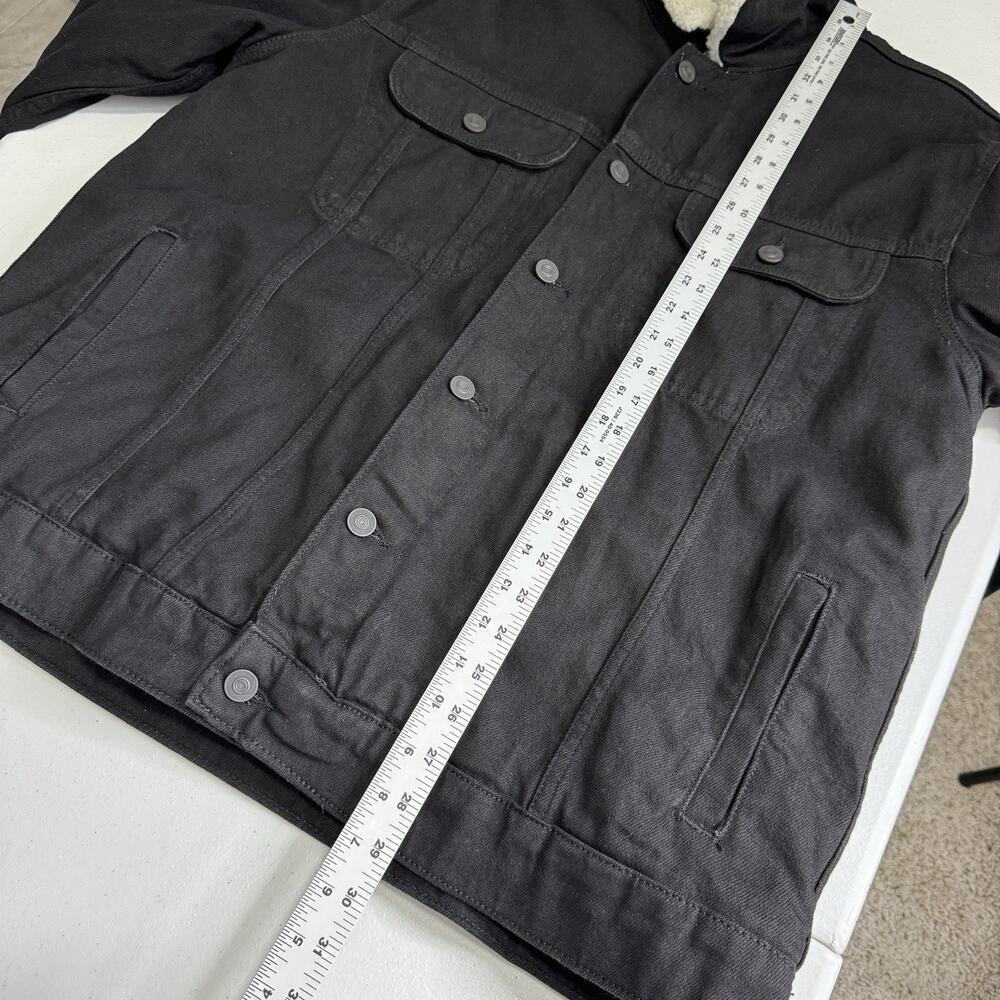 ASOS Womens Jean Jacket 2XL Black Faux Fur Sherpa Lined Denim Trucker Barn Coat - Picture 7 of 16
